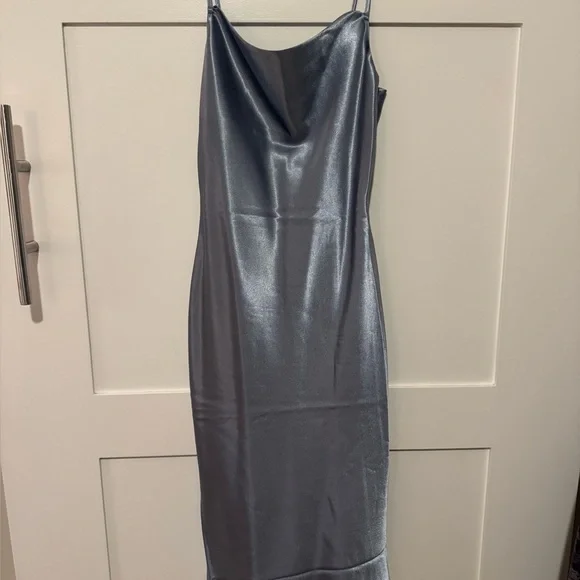 birdy grey silver dress Silver Bridesmaid Dress Matte Satin Size 2X